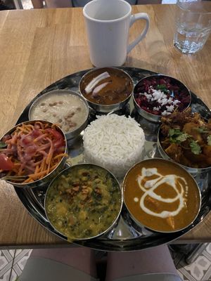 Sampler plate (not listed on menu)   Also came with chapatis.  at Tula in Montreal