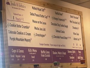 Menu with everything labeled!   at Josh & John's in Colorado Springs