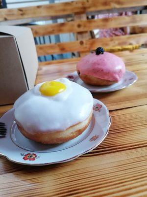 Donuts with lemon and malberry at Stricha in Tbilisi