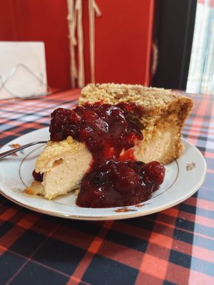 vegan vatrushka with mixed berry compote at Stricha in Tbilisi