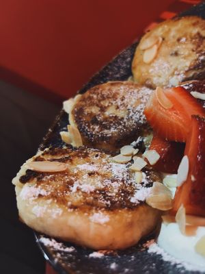 vegan syrnyky at Stricha in Tbilisi