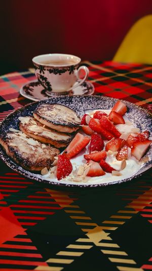 Tofu syrnyky at Stricha in Tbilisi