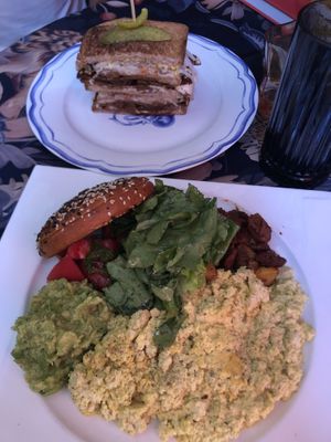 breakfast plate and reuben  at Stricha in Tbilisi