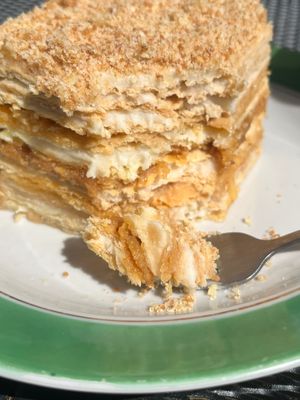Caramel Napoleon cake. at Stricha in Tbilisi