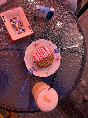 Raspberry matcha cookie. at Stricha in Tbilisi