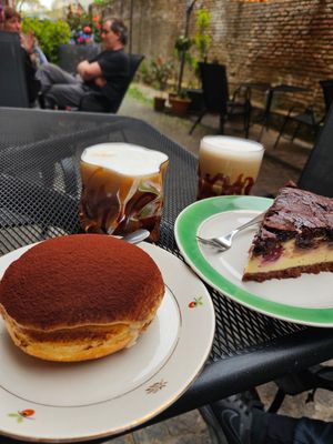 Tiramisu donut, banana bread latte and cheesecake something? (I forgot but it was also tasty, not as tasty as the donut tho) at Stricha in Tbilisi