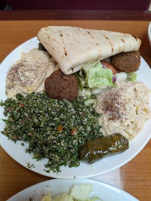 Veggie sampler plate at Sahara Middle Eastern Eatery in Albuquerque