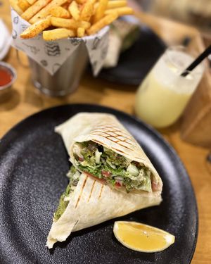 Juicy falafel wrap at Dargett Brewpub in Yerevan