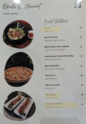 Menu at Okale in Nha Trang