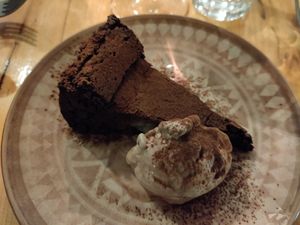 Dark Chocolate cake at Osteria in Bolla in San Luca
