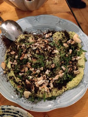 Pea hummus with mint at Osteria in Bolla in San Luca