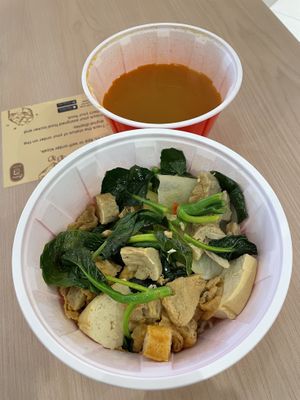Tom yum soup based, 7 items for selection   at Bao Bao Vegan Mala Soup & Noodles - 宝宝蔬食麻辣烫 in East Singapore