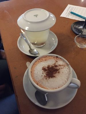 Chai tea with soymilk and lemon ginger tea at Cafe Miller in Hamburg