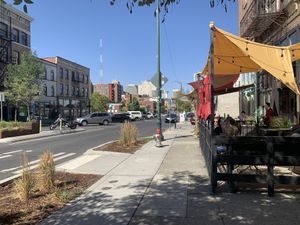 Patio and the city vibe  at Boots Bakery & Lounge in Spokane