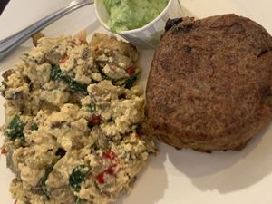 Allies breakfast scramble and potato croquette at Boots Bakery & Lounge in Spokane