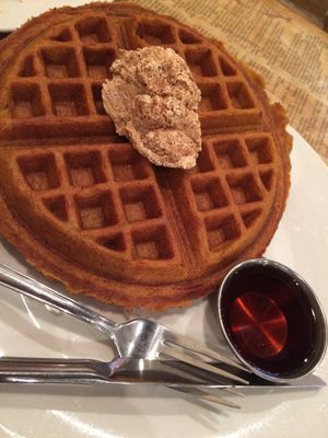 vegan gluten free waffle at Boots Bakery & Lounge in Spokane