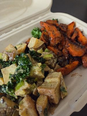 Dijon carrots and potato salad. at Boots Bakery & Lounge in Spokane