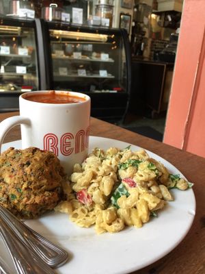 Mac and cheese with tomato soup at Boots Bakery & Lounge in Spokane