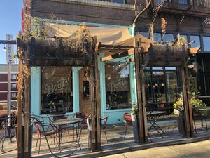 Outdoor seating in downtown  at Boots Bakery & Lounge in Spokane