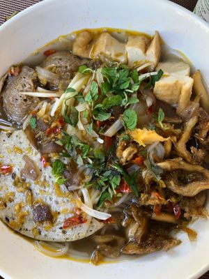 Vegan Hue noodle that’s good 👍 at Nhà hàng chay Veggie Saigon - Vietnam Vegan Heritage in Hoi An