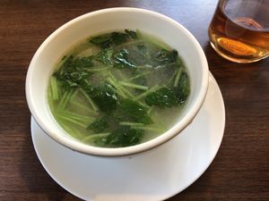 Soup was piping hot and tasted great you can taste taste different ingredients like herbs and spices   at Teapot in Fukushima