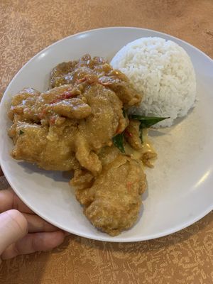 Butter Mushroom Rice (wet option) with additional chilies   at Eatwell Seafood 素善缘 in Miri
