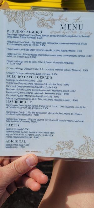 Menu at Gato Legal Coffee Roastery in Ponta Do Pargo