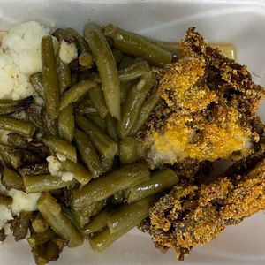 Chicken green beans and mashed potato at Love in Action Cafe - Maybe closed in Charlotte