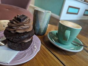 Chocolate mud cupcake at Harbour Street Collective Cafe in Oamaru