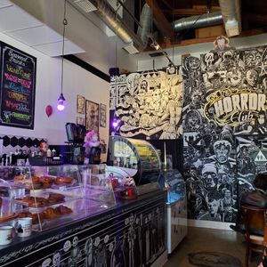 Cute decor at Horror Vibes Coffee in North Hollywood