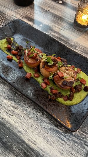 Oyster mushroom‘scallops'  at Reishi Plant Kitchen in Worcester