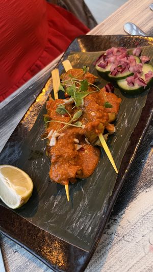 Satay ‘chicken’ skewers  at Reishi Plant Kitchen in Worcester