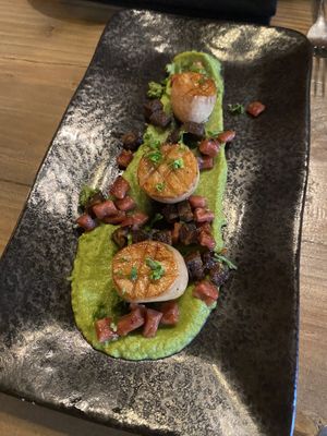 Oyster mushroom scallops   at Reishi Plant Kitchen in Worcester