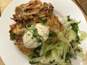 Lasagne with burrata  at Reishi Plant Kitchen in Worcester