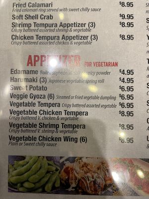 Vegetarian, tempura batter has eggs  at Sushi Hut in Orlando