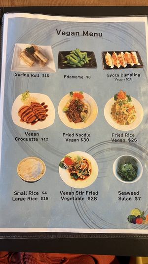 Vegan menu  at Ramen Tekapo in Lake Tekapo