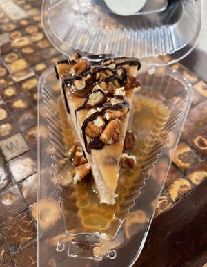 Turtle gluten-free vegan cheesecake   at Yummy SweetCakes in St Louis