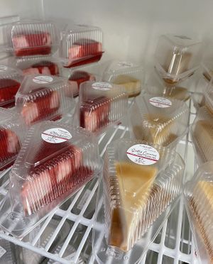 Strawberry and Salted Caramel gluten-free vegan cheesecakes  at Yummy SweetCakes in St Louis