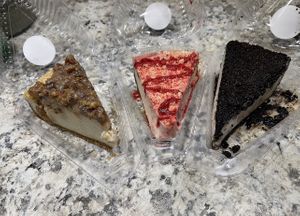 Vegan cheesecakes: caramel pecan, strawberry shortcake, and Oreo   at Yummy SweetCakes in St Louis