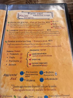 One page of the menu, tempted to get the dish of the day.  at Ecologica Bistrot in Palermo