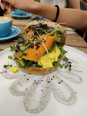 Vegan bagel at Lilo Brunch in Madrid