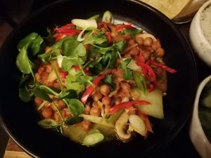 Delicious vegan chickpea curry at Proeflokaal Rixt in Ameland