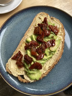 hummus tostada  at Hippie Coffee in Badalona