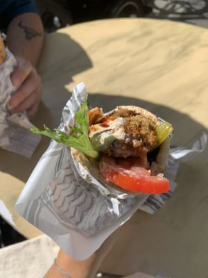 Delicious falafel wrap with hummus  at Jenin in Aarhus