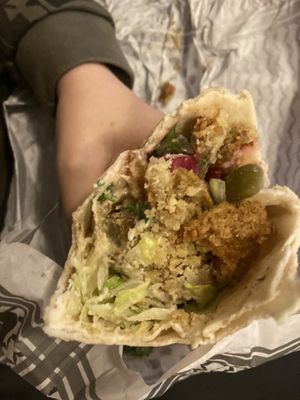 Falafel sandwich in Arabian flatbread  at Jenin in Aarhus