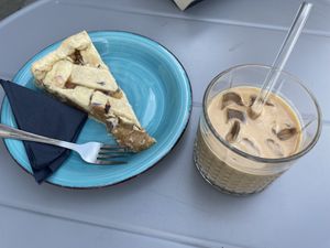 Apfel Rhabarber with iced cappuccino   at Cafe Cello in Dresden