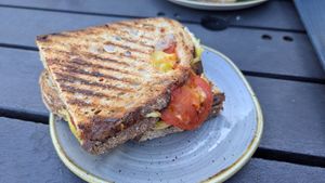Cheese, tomato, and chutney toastie at The Courtyard Cafe in Bristol