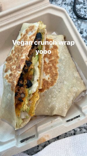 Vegan crunch wrap  at Deeply Coffee in Orlando