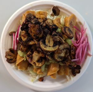 potato taquitos with mushroom asada at Tito's Taquitos in Portland