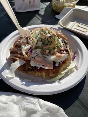 Mexiyaki- rice/potato cake. So amazing!  at Pachamama - Pop-Up in Phoenix